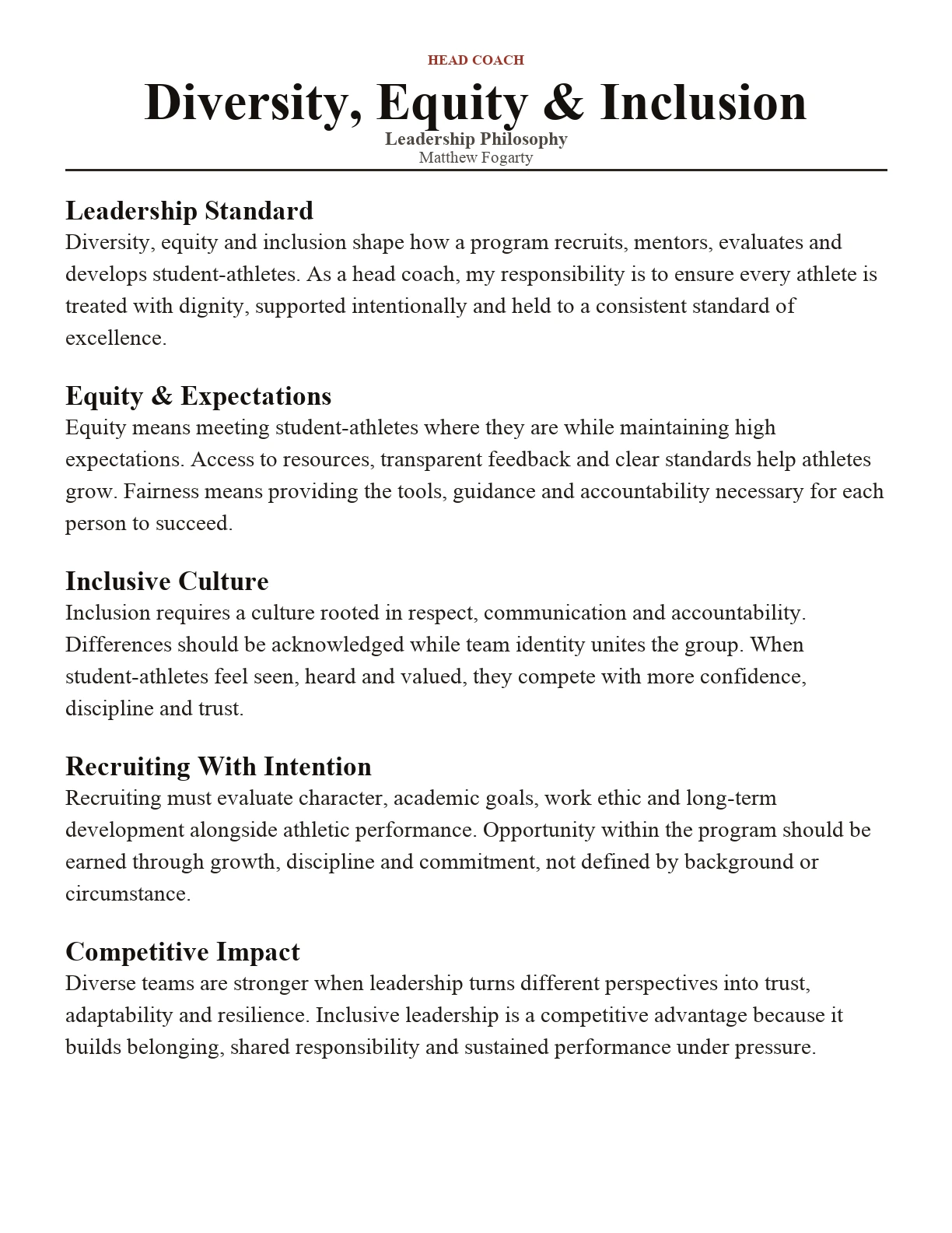 Head coach DEI statement document preview