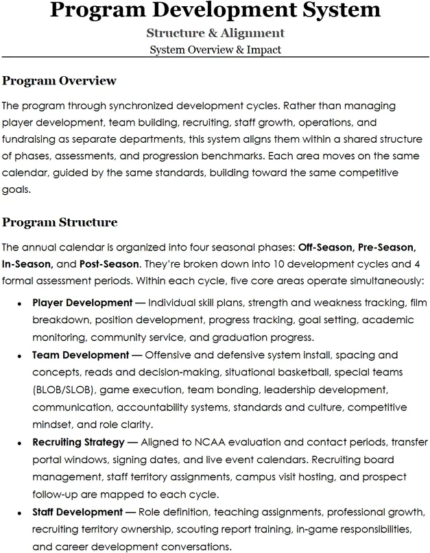Program development overview document preview