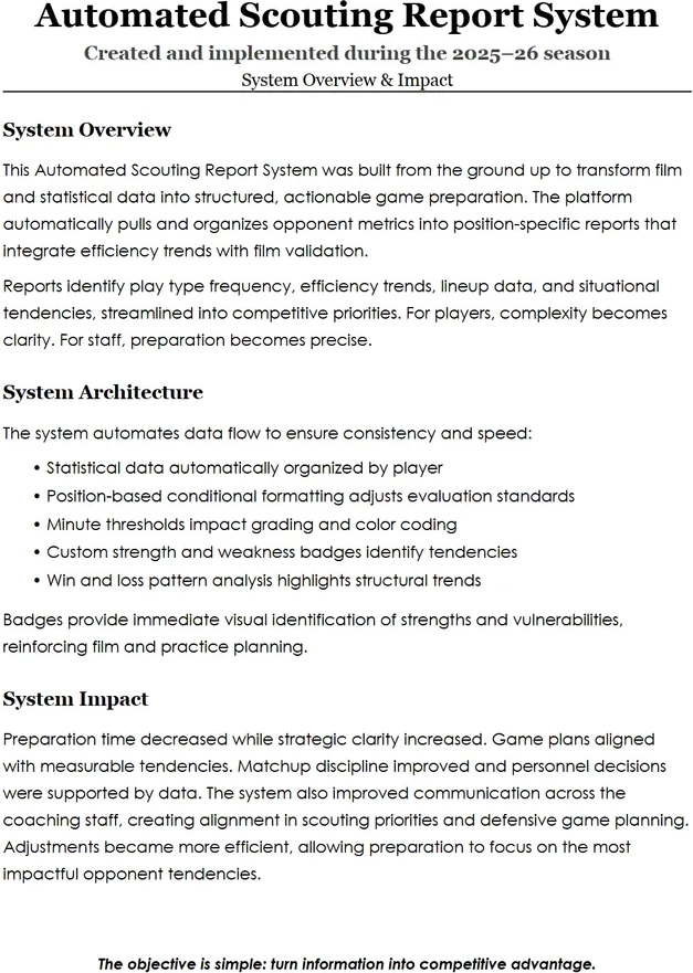 Automated Scouting Report overview document preview