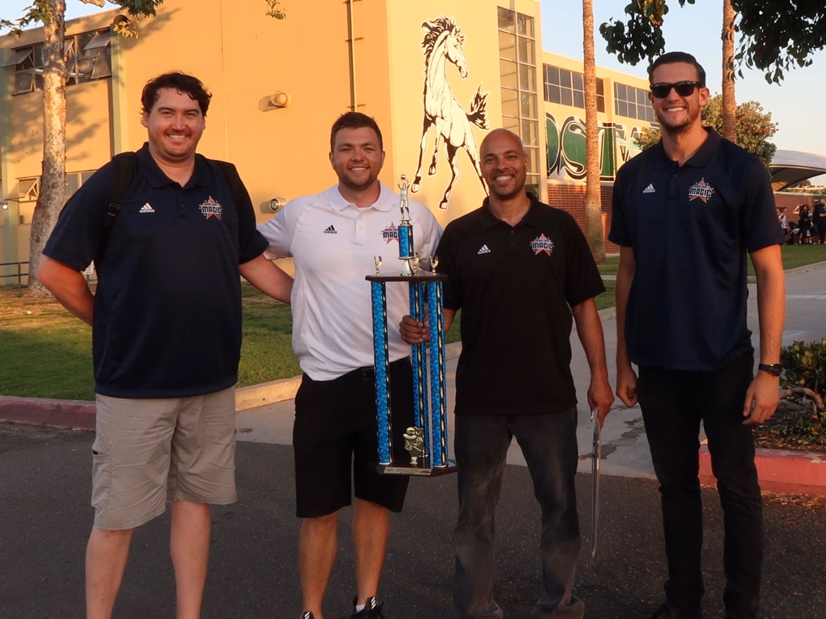 Magic Elite championship coaches with trophy